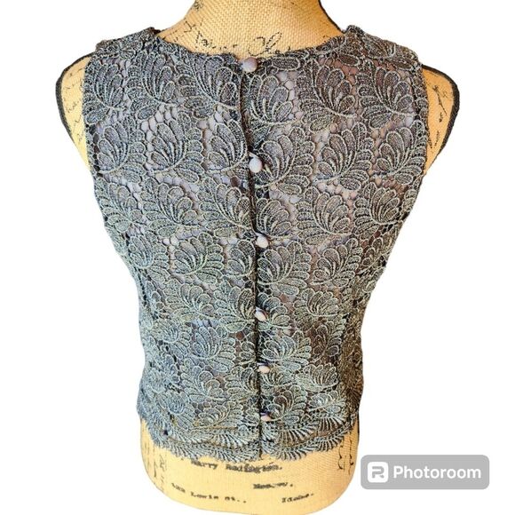 Talbots Lace Blouse Womens SZ 6 Fairy Whimsygoth Formal Holiday Glam Scalloped - Picture 4 of 5